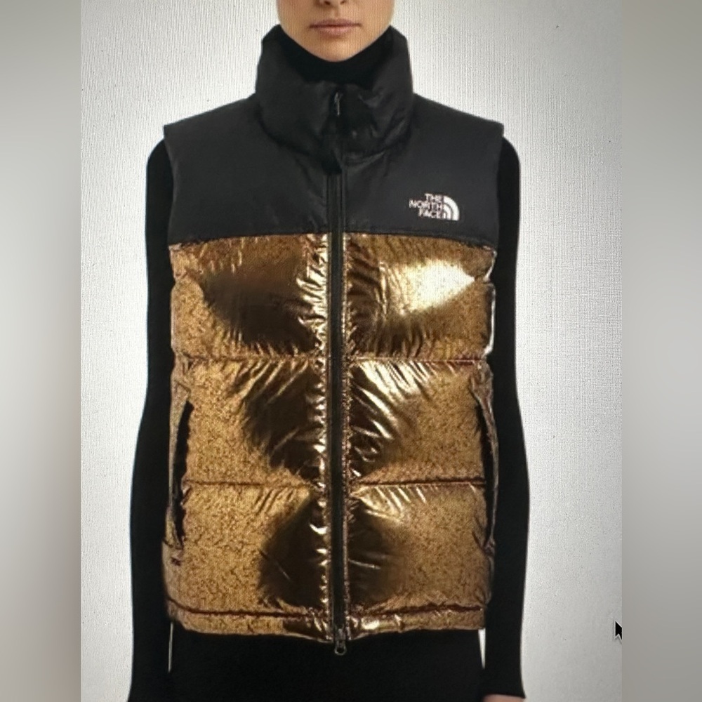 The North Face Gold Foil Nuptse 700 Puffer Vest Extra Small